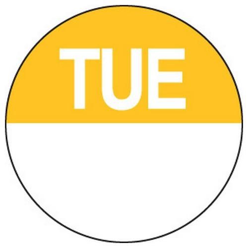 Label Day - Tuesday / Yellow Round 24mm Removable (Rl1000)